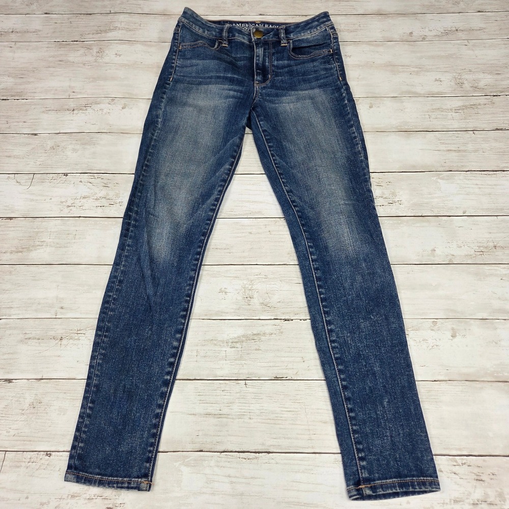 American Eagle Skinny Denim Hi Rise Jegging Women 0 Medium Wash Stretch Slim